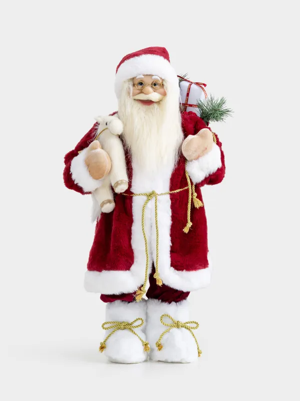 Изделие декоративное, 60 см, пластик/полиэстер, красно-белое, Санта с игрушкой, Magic time, image-0