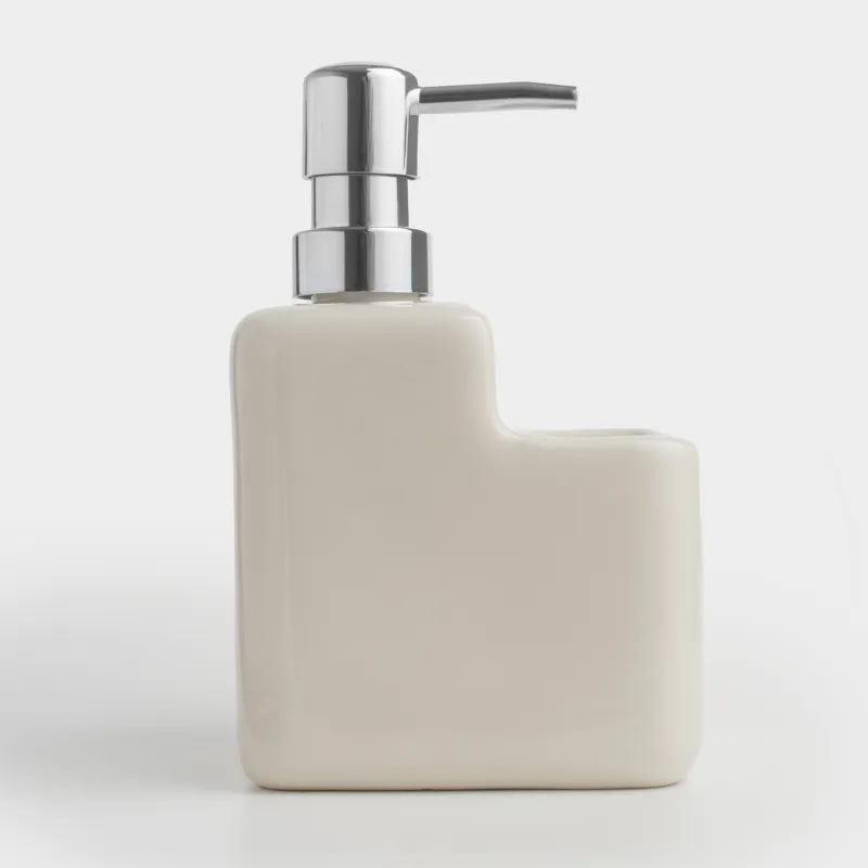 Диспенсер для моющего средства, 550 мл, органайзер, керамика/пластик, бежевый, Galori, image-2