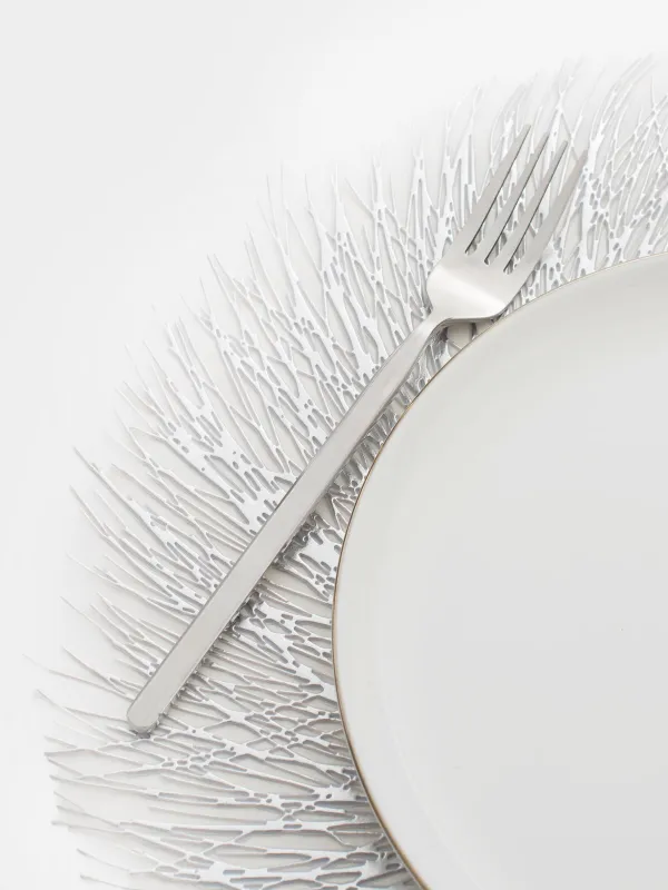 Салфетка под приборы, 38 см, ПВХ, круглая, серебристая, Azhur Grid, image-4