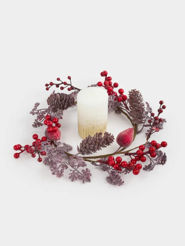 Венок декоративный, 15/27 см, пенопласт/пластик, Красные ягоды, Red berry, image-4
