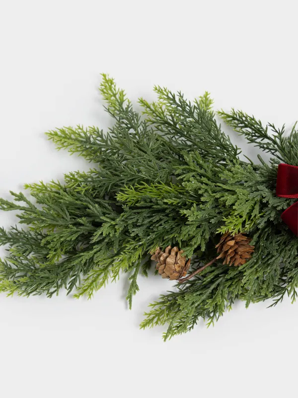 Композиция новогодняя, 60 см, Хвоя с шишками, Conifer decor, image-2