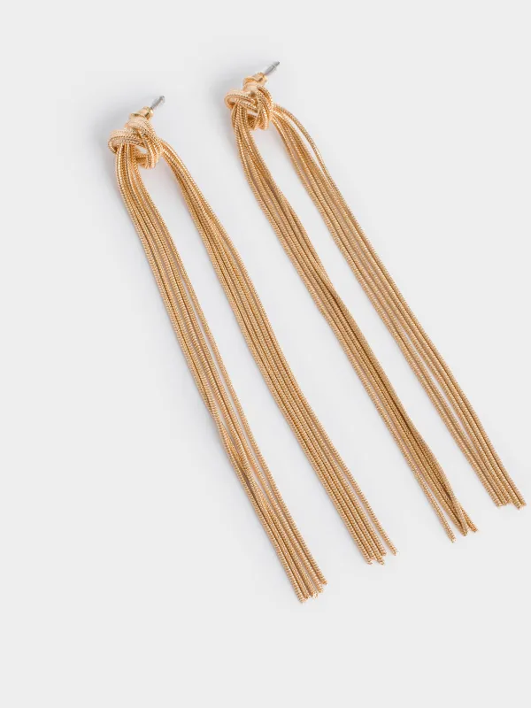 Серьги-пусеты, 10 см, 2 шт, металл, золотистые, Узел, Jewelry knot, image-1