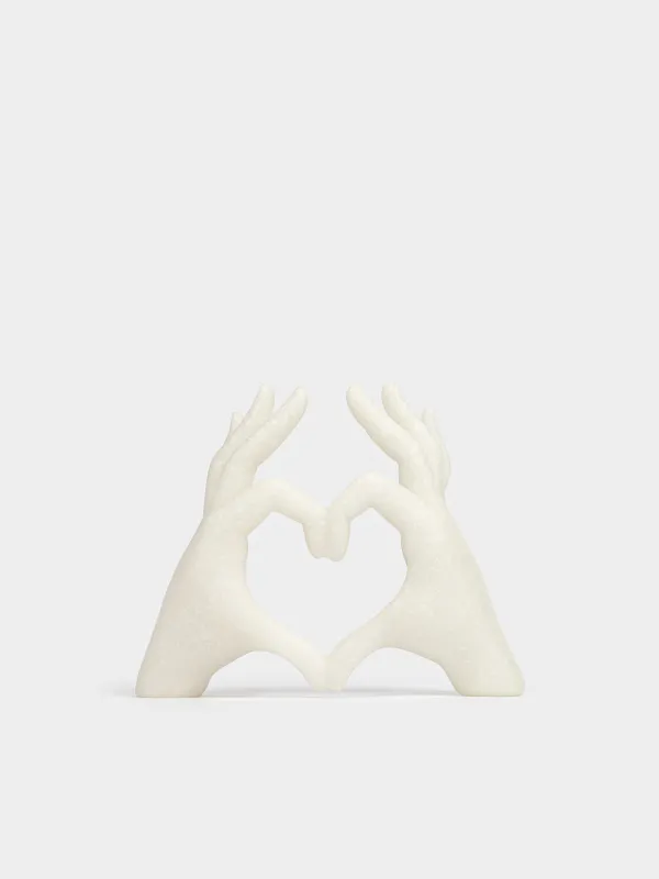 Статуэтка, 20х17 см, полирезин, молочная, Жест сердца, Hand, image-0