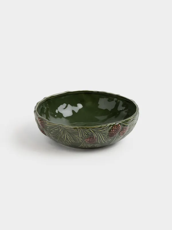 Салатник, 23х8 см, 1,7 л, керамика, зеленый, Шишки на еловых ветках, Forest whispers, image-3