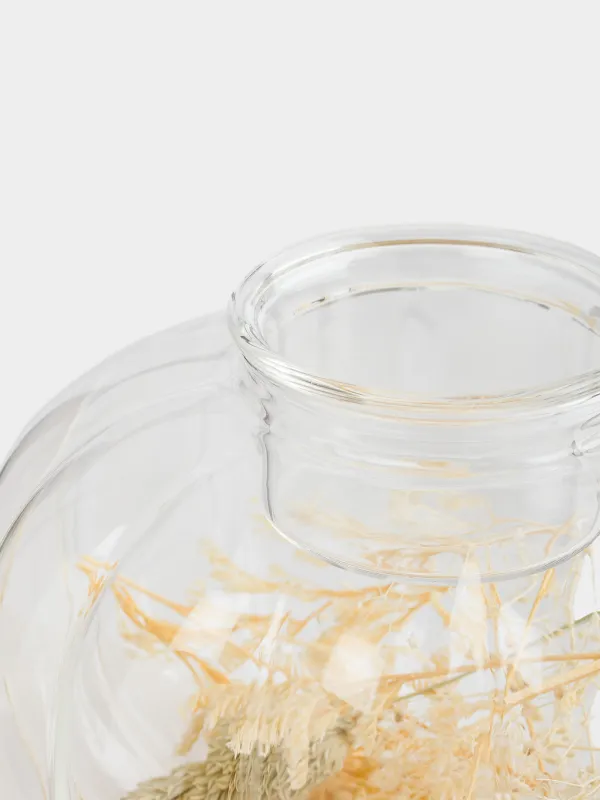 Подсвечник, 13х10 см, для чайной свечи, стекло Б, с сухоцветами и листьями, Тыква, Decor candle, image-2