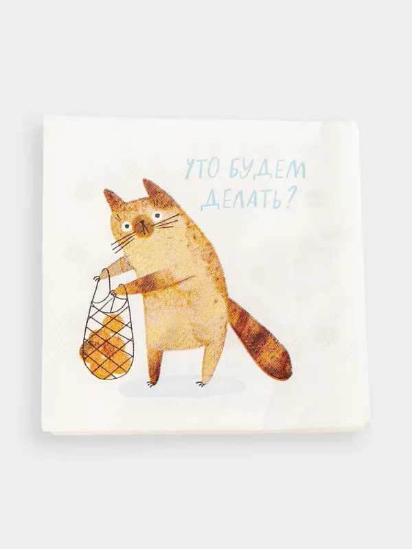 Салфетки бумажные, 21х21 см, Christmas cat, image-0