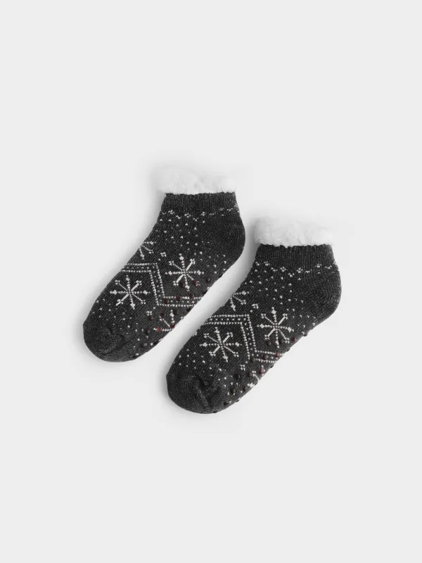 Носки утепленные с вышивкой Снежинки, Hot winter, image-1