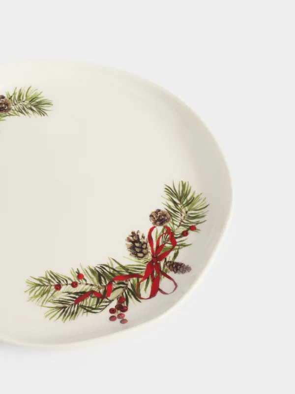 Тарелка закусочная, 19 см, фарфор N, белая, Шишки и рябина, Rowan delice, image-1