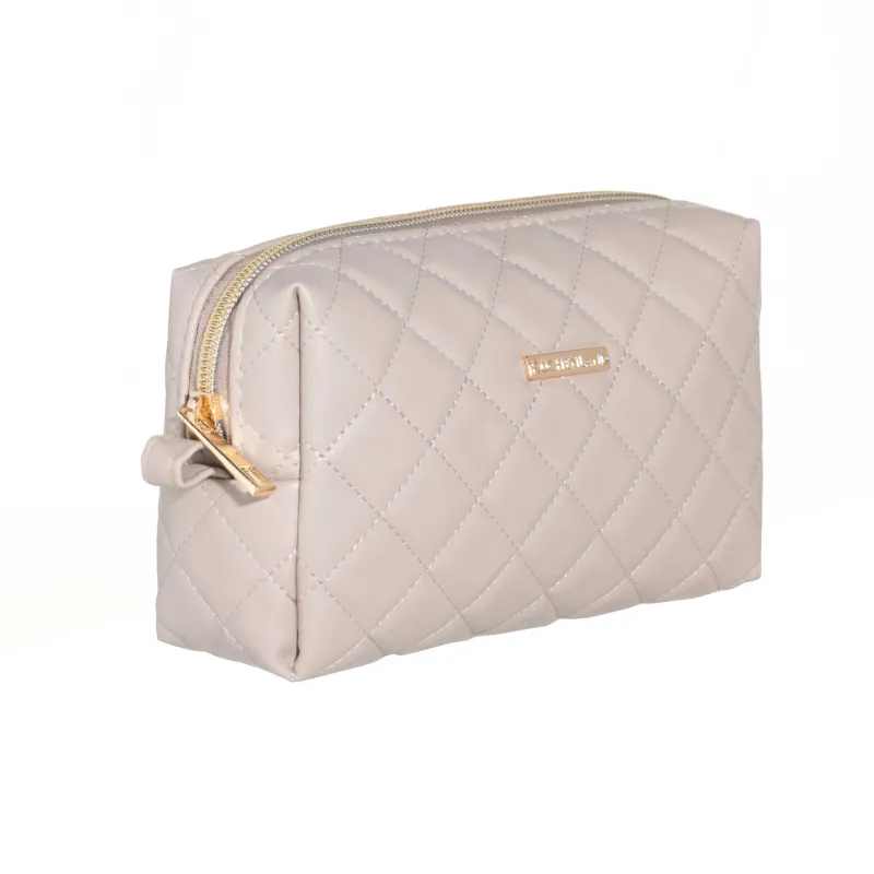 Косметичка, 18х11 см, стеганая, полиуретан, бежевая, Quilted, image-1