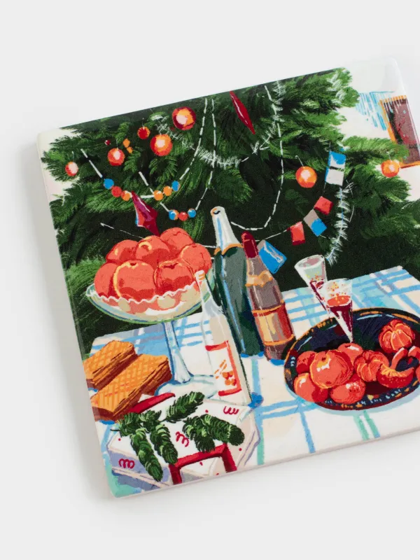 Подставка под кружку, 11х11 см, керамика/пробка, Feast christmas, image-3