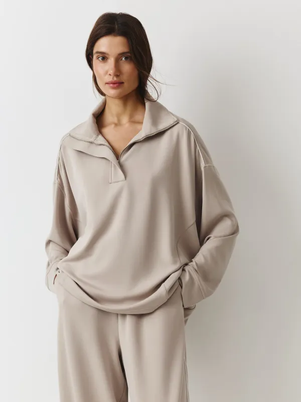 Толстовка женская, р. S, с кнопками, модал/полиэстер/спандекс, бежевая, Alice, image-0