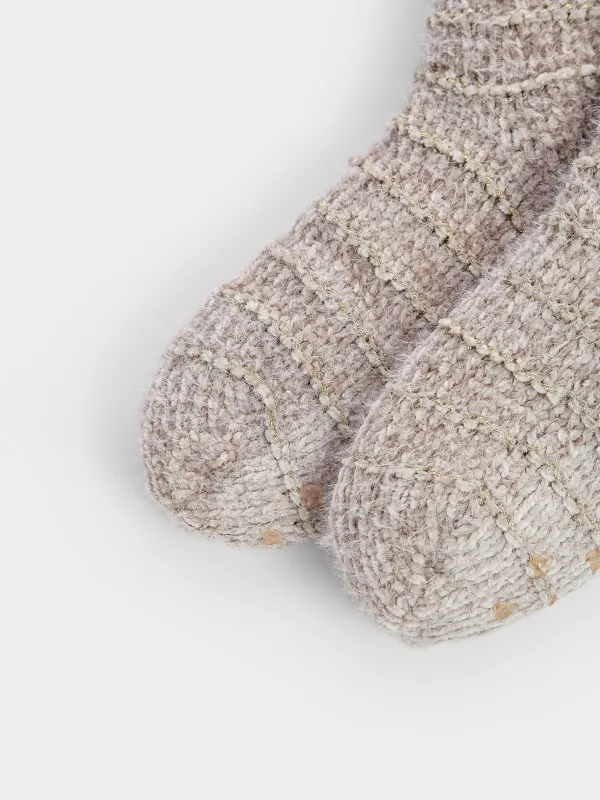 Носки высокие утепленные с помпонами, Knitted chenill, image-2