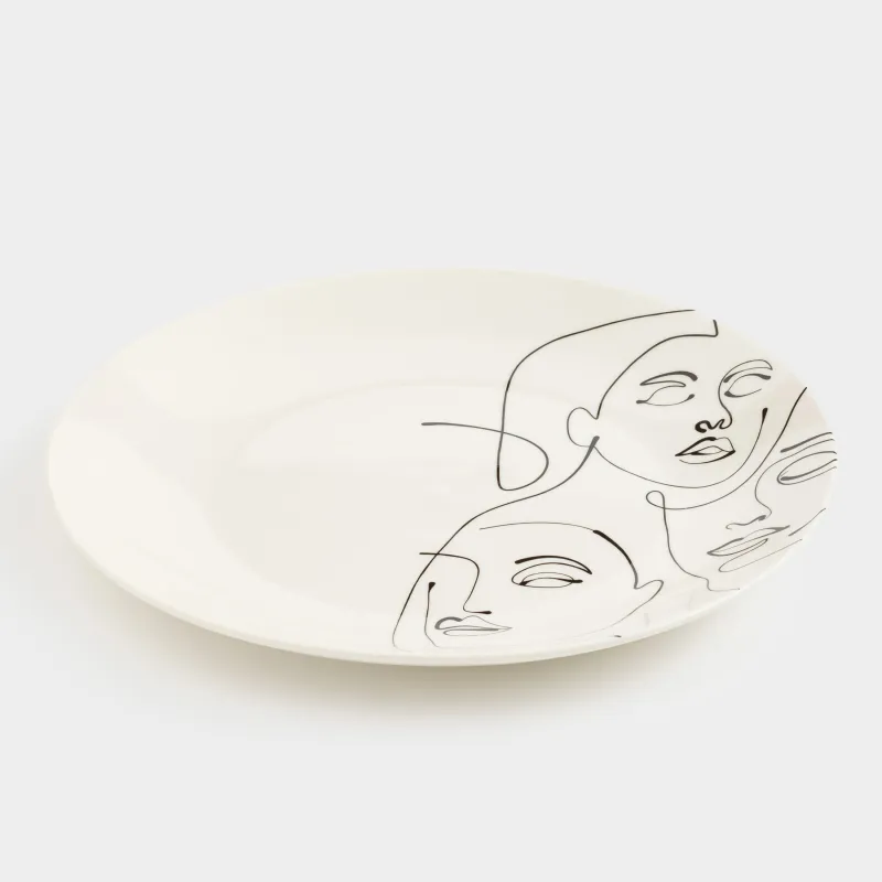 Тарелка закусочная, 23 см, 2 шт, фарфор N, молочная, Абстрактные лица, Face, image-3