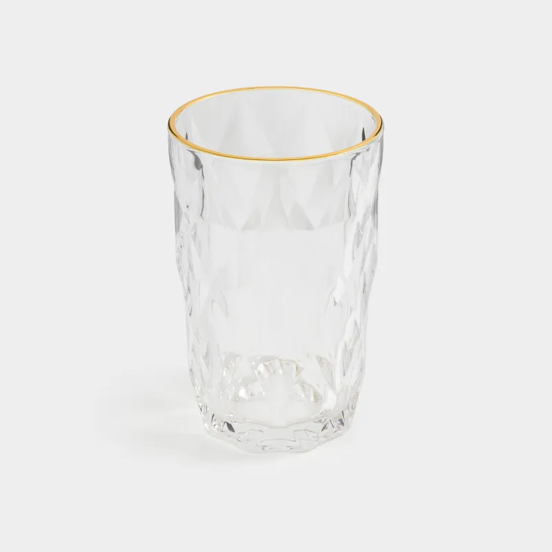 Стакан, 12 см, 340 мл, стекло Р, с золотистым кантом, Rhomb gold, image-1