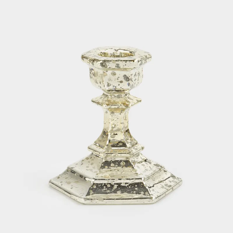 Подсвечник, 9 см, для тонкой свечи, на ножке, стекло, шампань, Patina