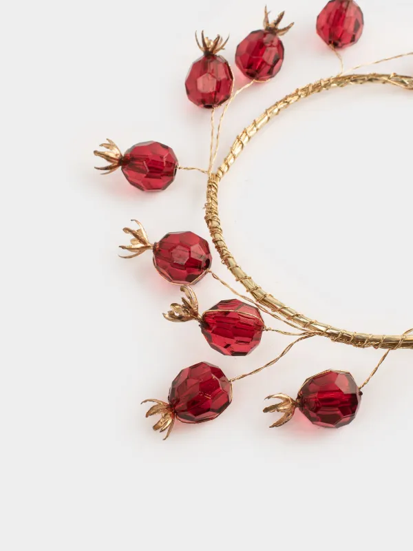 Венок для свечи, 10/18 см, металл/пластик, Красные гранаты, Garnet decor, image-3