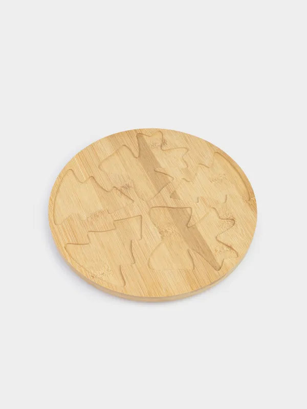 Набор для закусок, 5 пр, вращающийся, на подставке, керамика/бамбук, Ели и банты, Bamboo, image-2