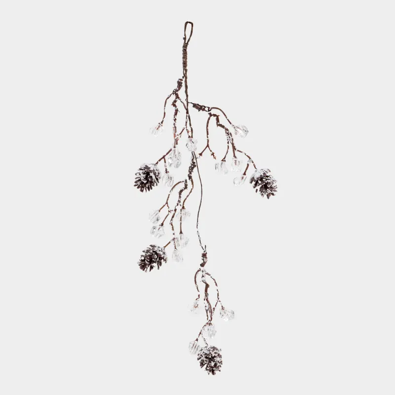 Украшение декоративное, 35 см, подвесное, акрил/пластик, Шишки с кристаллами, Crystal sparkle