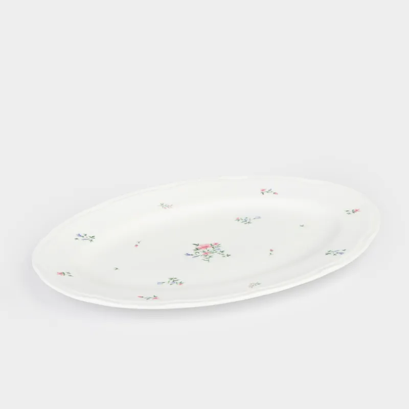 Блюдо, 30х21 см, фарфор N, овальное, белое, Нежные цветы, El floria