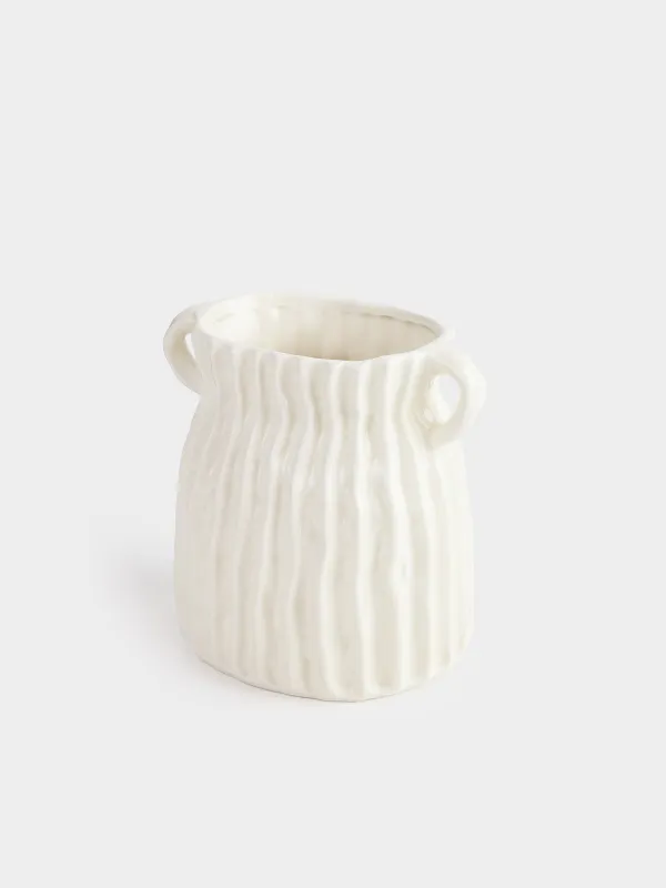 Ваза для цветов, 18 см, с ручками, Фактурные линии, Wavy, image-1