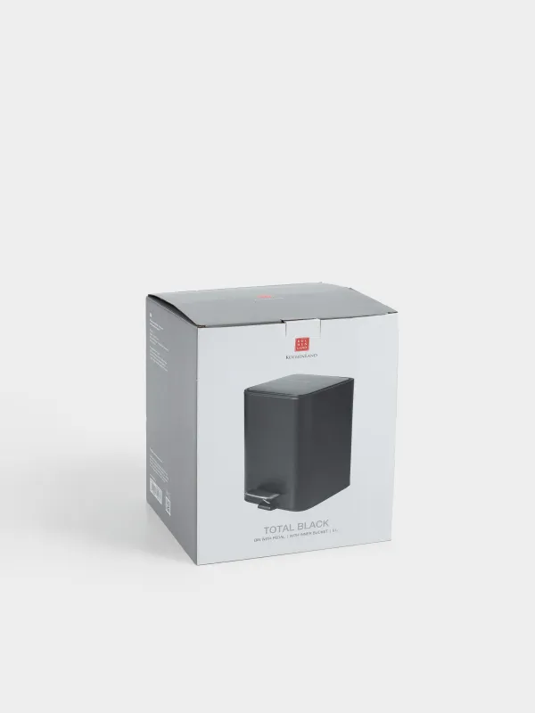 Емкость для мусора, 5 л, с педалью,Total black, image-5