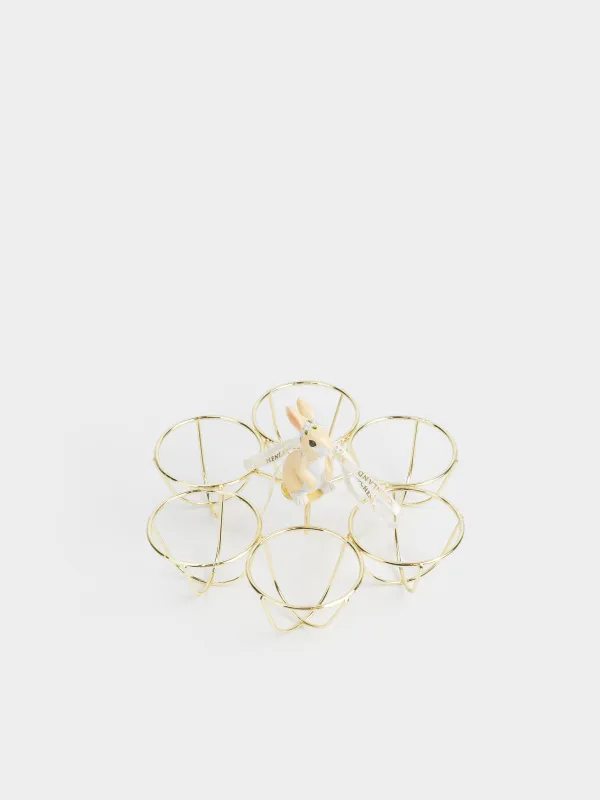 Подставка для яиц, 17х9 см, 6 отд, металл/полирезин, золотистая, Кролик, Twist gold, image-4