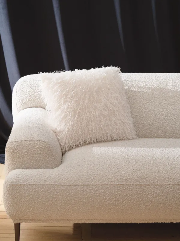 Подушка декоративная, 45х45 см, искусственный мех/вельвет, молочная, Перья, Downy, image-6