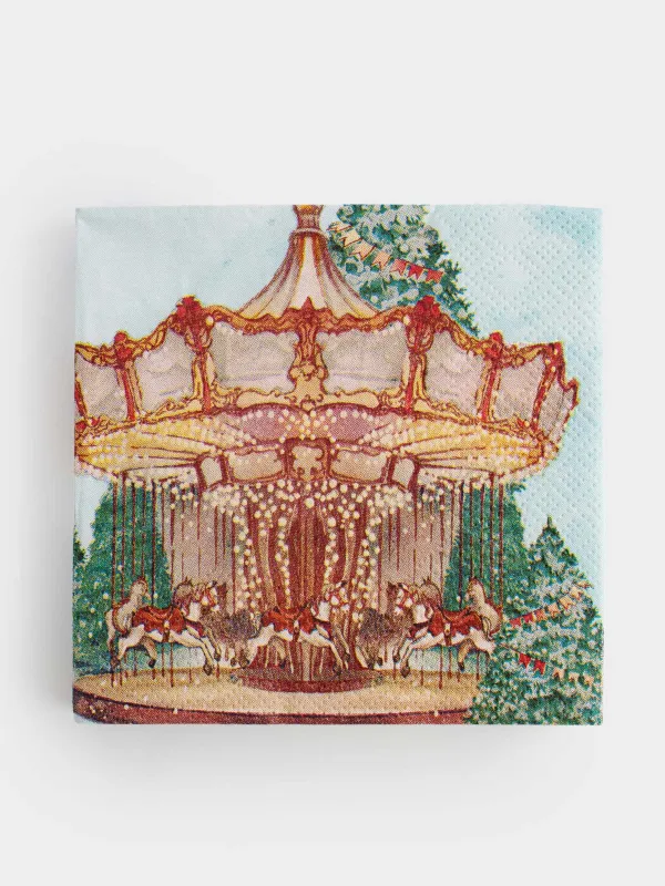 Салфетки бумажные, 21х21 см, 20 шт, квадратные, голубые, Карусель, Carousel, image-0