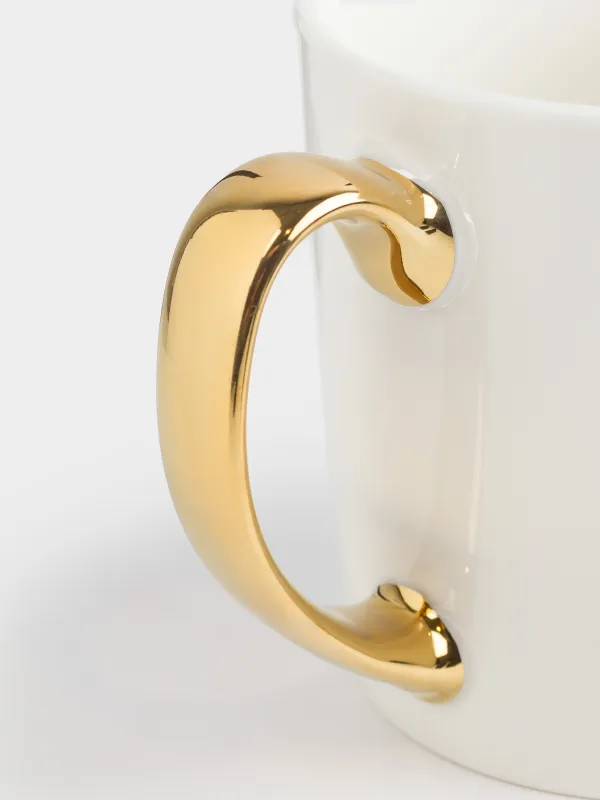 Кружка, 500 мл, фарфор N, бело-золотистая, Еж с кофе, Forest animals, image-5