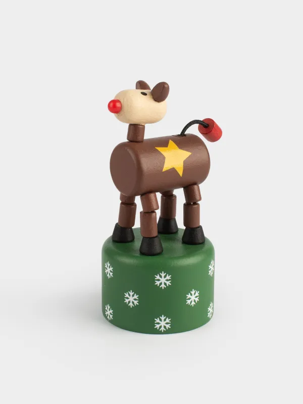 Игрушка, 10x5 см, дергунчик, дерево, коричневая, Собака, Dog, image-1