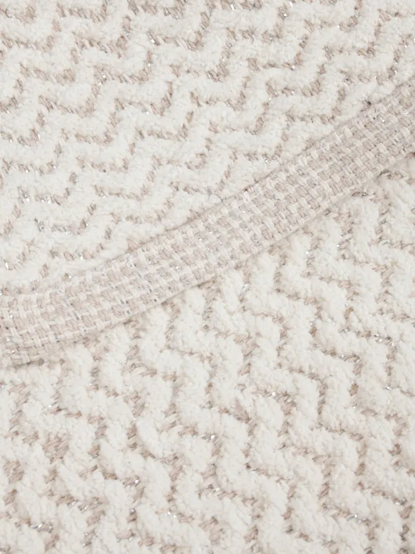 Коврик, 50х80 см, хлопок, молочно-бежевый, Зигзаги с люрексом, Shiny threads, image-3