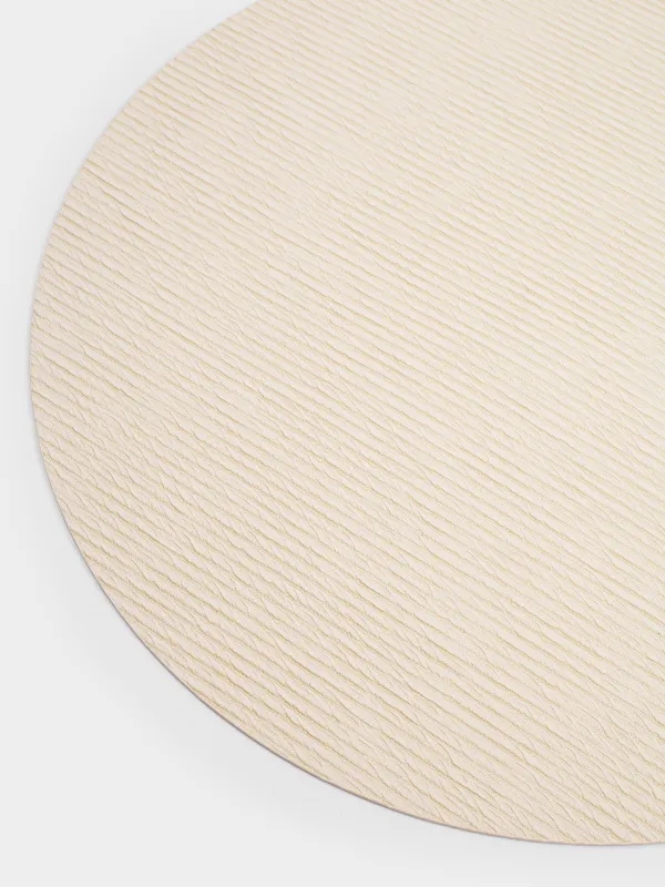 Салфетка под приборы, 38 см, ПВХ, круглая, молочная, Рельефные линии, Rock, image-2