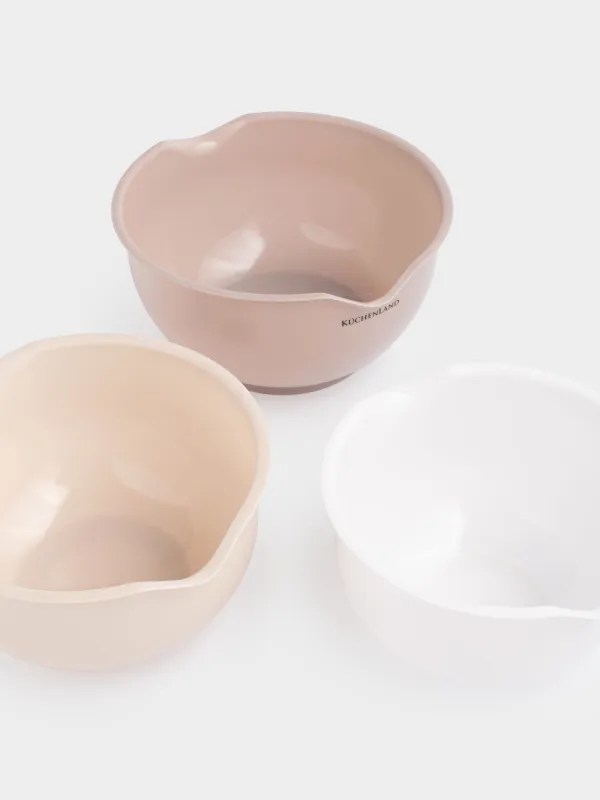 Набор мисок, 3 шт, со сливом, пластик, бежевая/кремовая/молочная, Soft kitchen, image-6