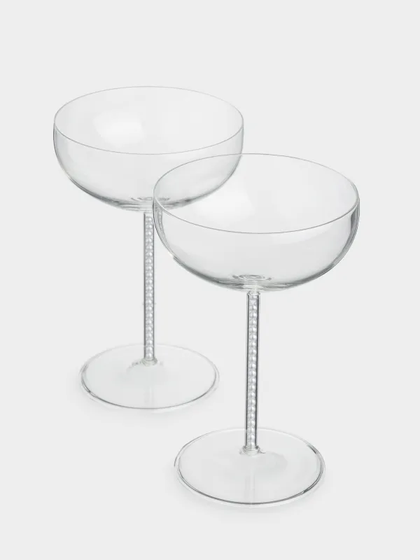 Бокал-креманка для шампанского, 2 шт, с жемчужинами, Crystal pearl, image-2