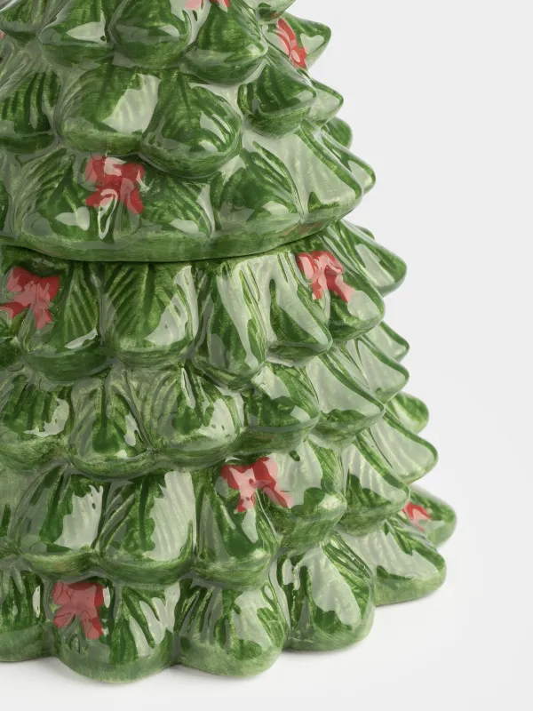 Емкость для хранения, 16х20 см, 710 мл, керамика, зеленая, Ель с бантами, Christmas traditions, image-1