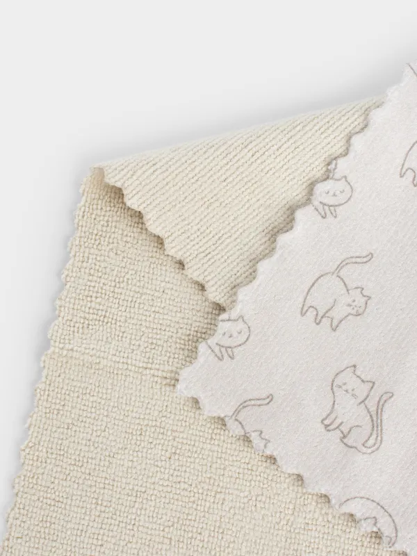 Тряпка универсальная, 30х30 см, 2 шт, микрофибра, серо-бежевая, Коты, Clean, image-3