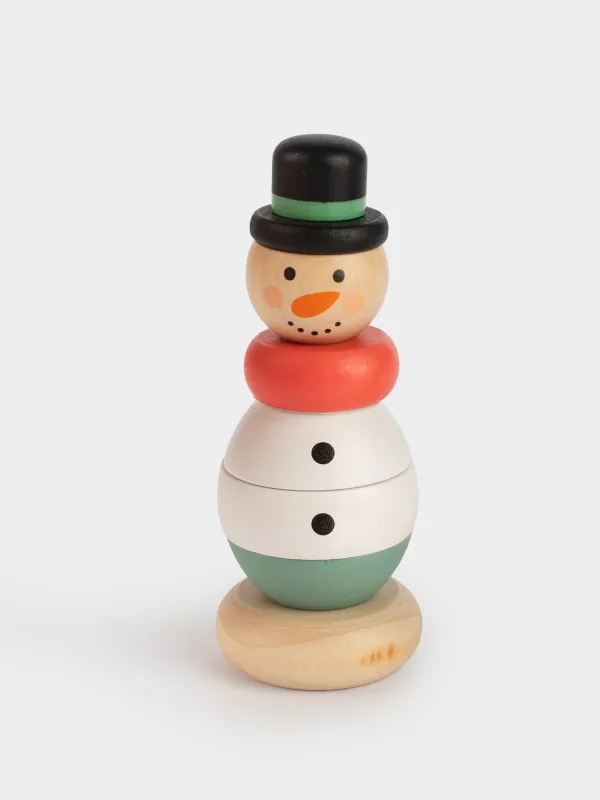 Игрушка развивающая, 12 см, 7 пр, Пирамидка снеговик, Snowy, image-0