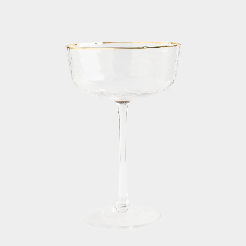 Бокал-креманка для шампанского, 350 мл, 2 шт, стекло, с золотистым кантом, Ripply gold, image-1