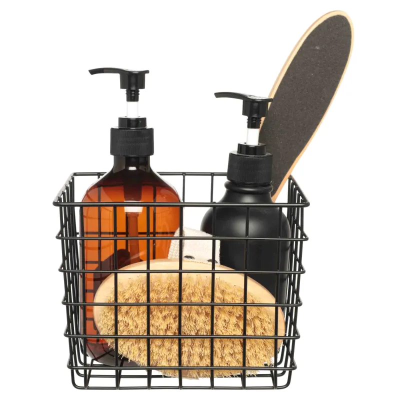 Корзина для хранения, 16x13х13 см, металл, прямоугольная, черная, Twist black, image-2