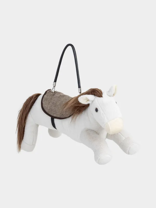 Игрушка, 60х30 см, мягкая, с ручкой, плюш, бежевая, Лошадь, Horse cute, image-4