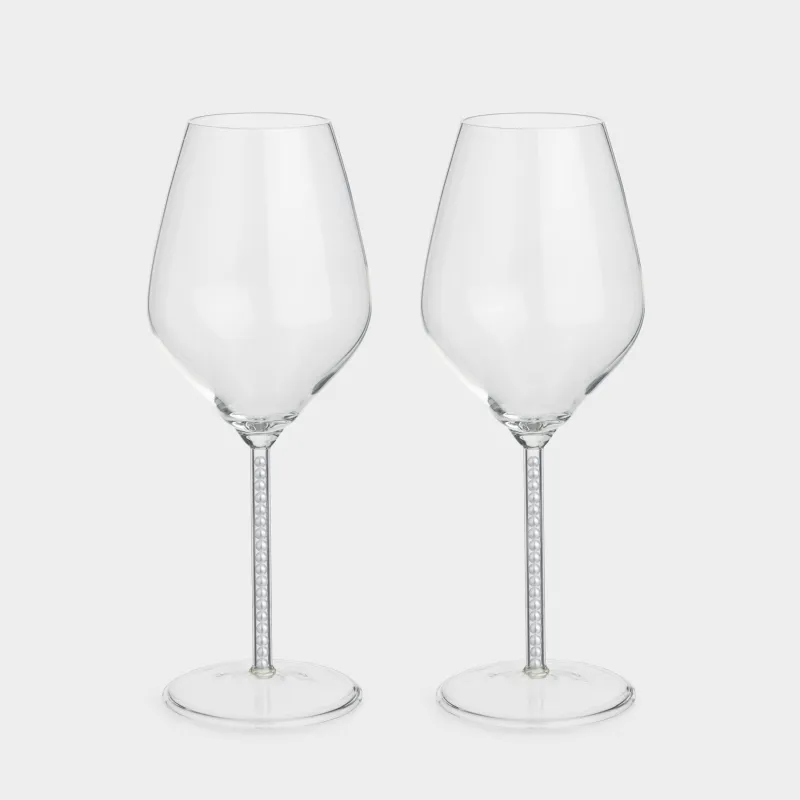 Бокал для вина, 450 мл, 2 шт, с жемчужинами, стекло/пластик, Crystal pearl