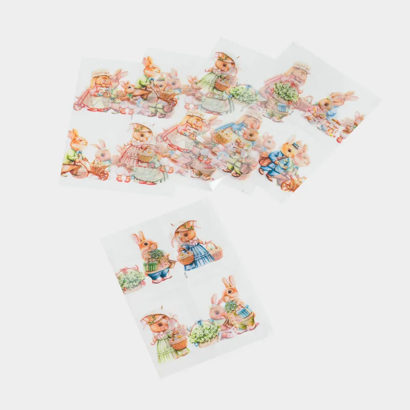 Набор термоэтикеток для яиц, 10 шт, 15х9 см, пасхальный, ПВХ, Зайцы, Easter, image-2