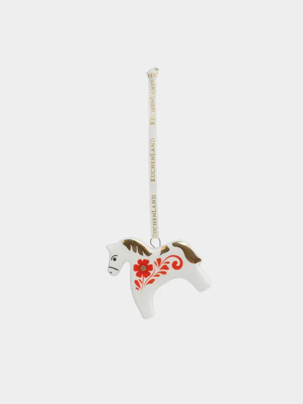 Игрушка елочная, 6 см, Лошадка с цветком, Figure christmas, image-0
