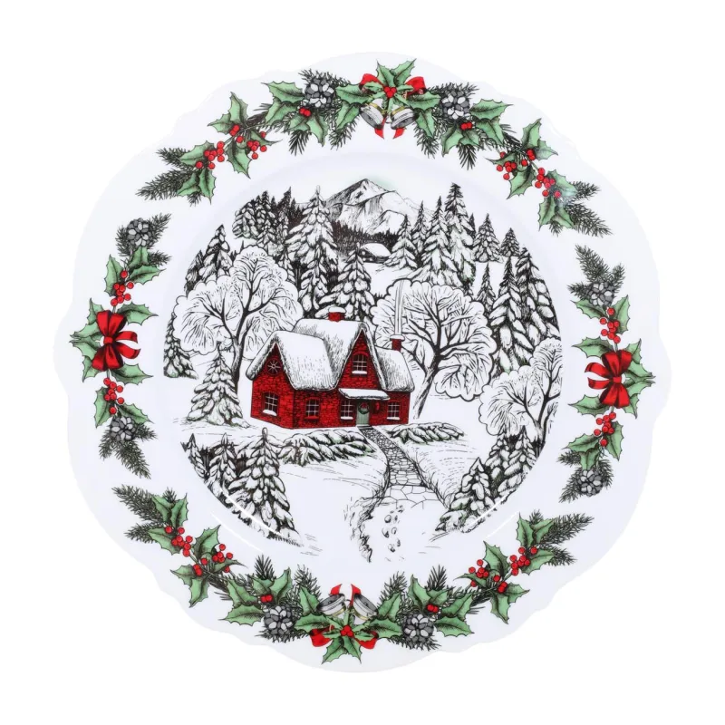 Тарелка обеденная, 27 см, фарфор N, белая, Дом в лесу, Forest house, image-2