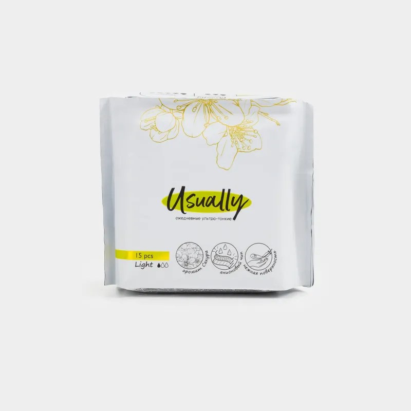 Прокладки гигиенические, 15 см, 15 шт, ежедневные, ароматизированные, Light, Usually