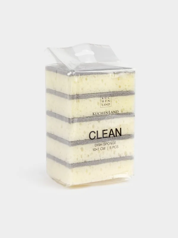 Губка для мытья посуды, 5 шт, Clean, image-5