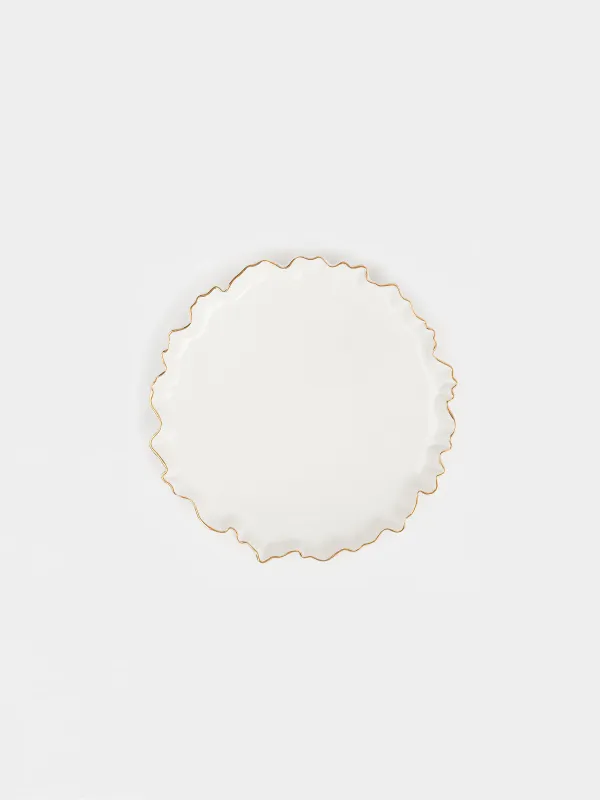 Тарелка обеденная, 25 см, Мятый эффект, Crumple gold, image-0