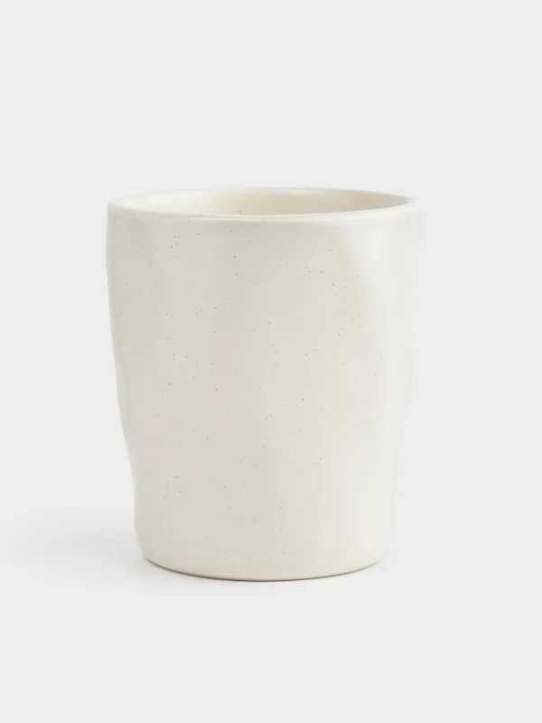Стакан, 10 см, 320 мл, керамика K, молочный, Мятый эффект, Crumple creme, image-0