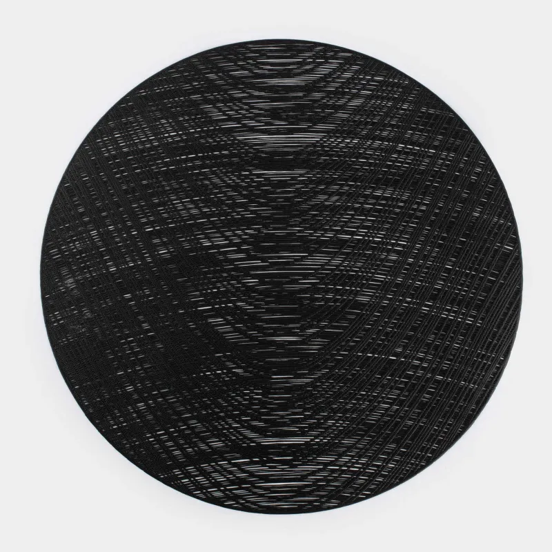 Салфетка под приборы, 38 см, ПВХ, круглая, черная, Волны, Azhur Grid
