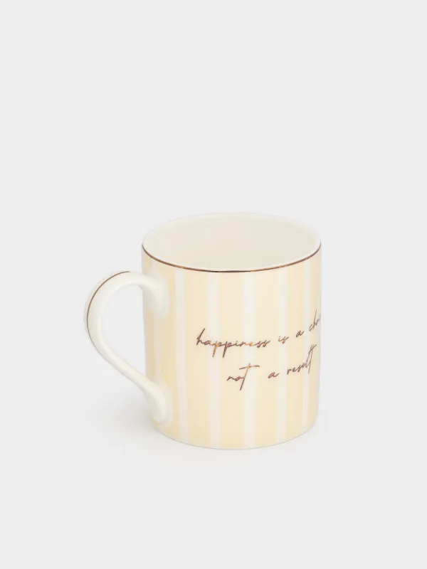 Кружка, 380 мл, 2 шт, фарфор F, белая, с золотистым кантом, Полосы, Geometry, image-2